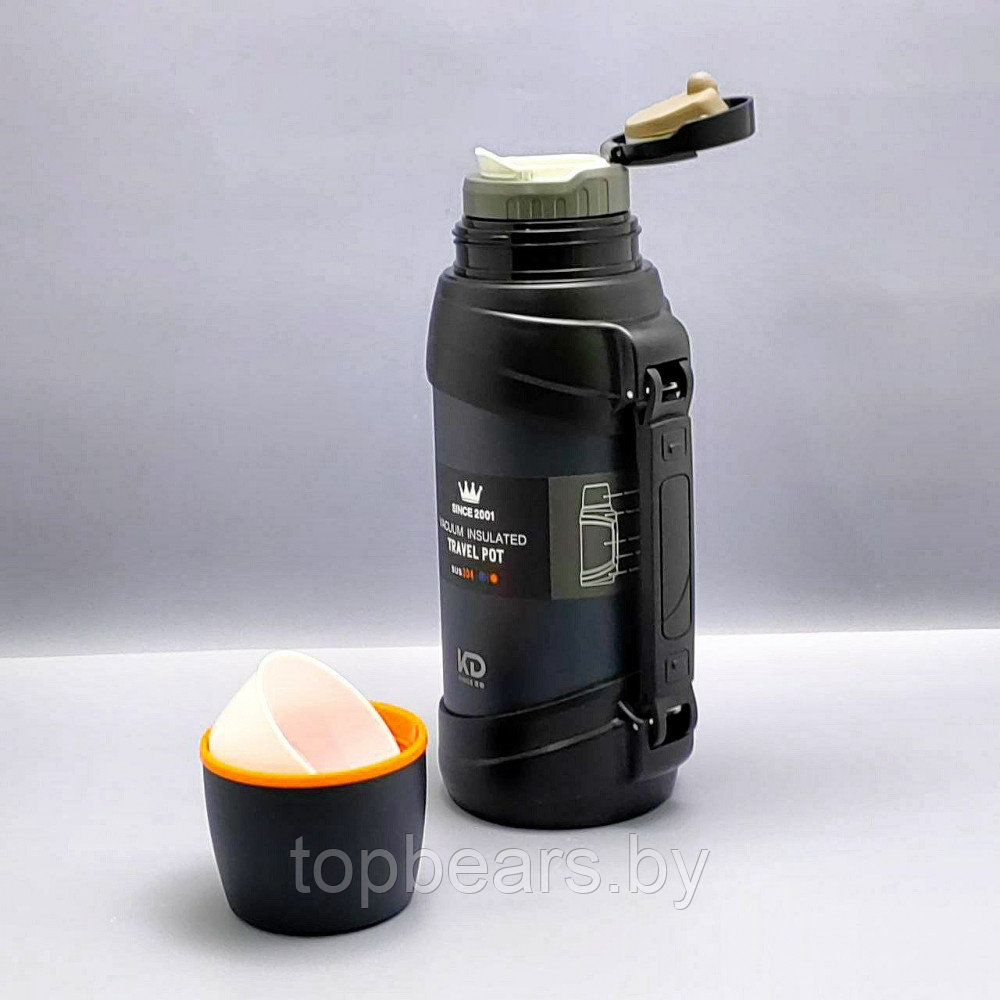 Термос вакуумный 2000 мл. Vacuum Sports из нержавеющей стали, чашка, клапан, ручка для транспортировки / Цвет - фото 7 - id-p215450447