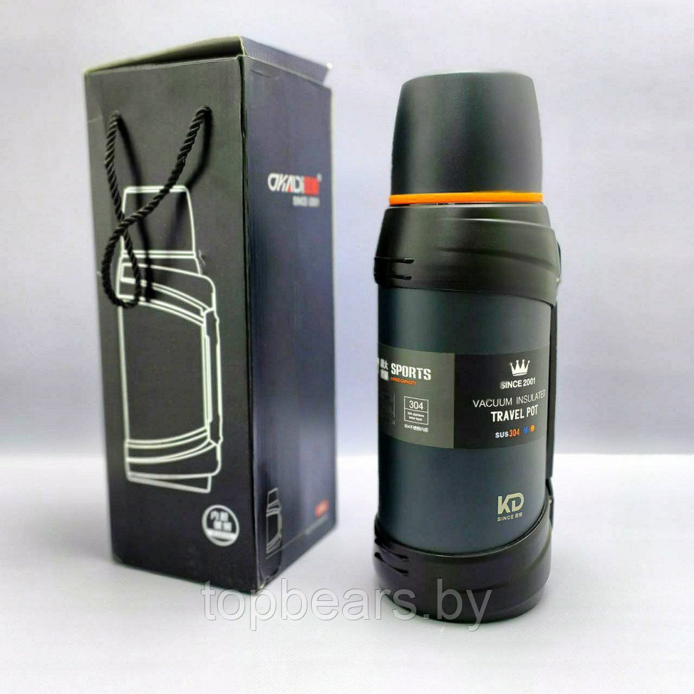Термос вакуумный 2000 мл. Vacuum Sports из нержавеющей стали, чашка, клапан, ручка для транспортировки / Цвет - фото 9 - id-p215450447