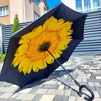 NEW Зонт наоборот двухсторонний UpBrella (антизонт) / Умный зонт обратного сложения Подсолнух