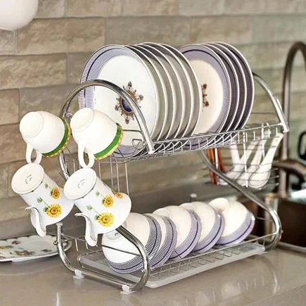 Двухуровневая настольная сушилка для посуды/Органайзер для сушки посуды - фото 9 - id-p215454350
