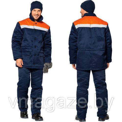 Куртка рабочая утепленная Зимовка Плюс с капюшоном (цвет темно-синий) - фото 5 - id-p215454779