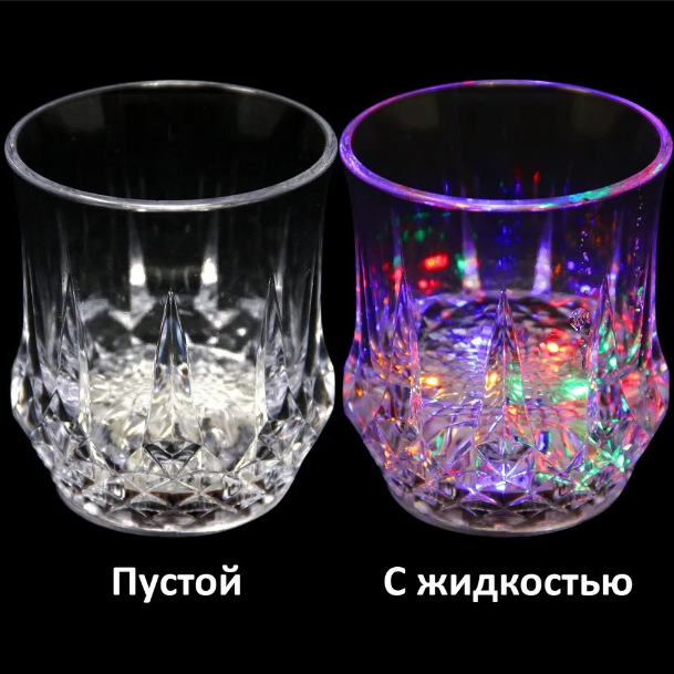 Светящийся стакан с цветной Led подсветкой дна COLOR CUP 1 шт - фото 4 - id-p215455718