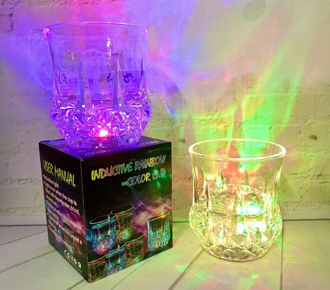 Светящийся стакан с цветной Led подсветкой дна COLOR CUP 1 шт - фото 7 - id-p215455718