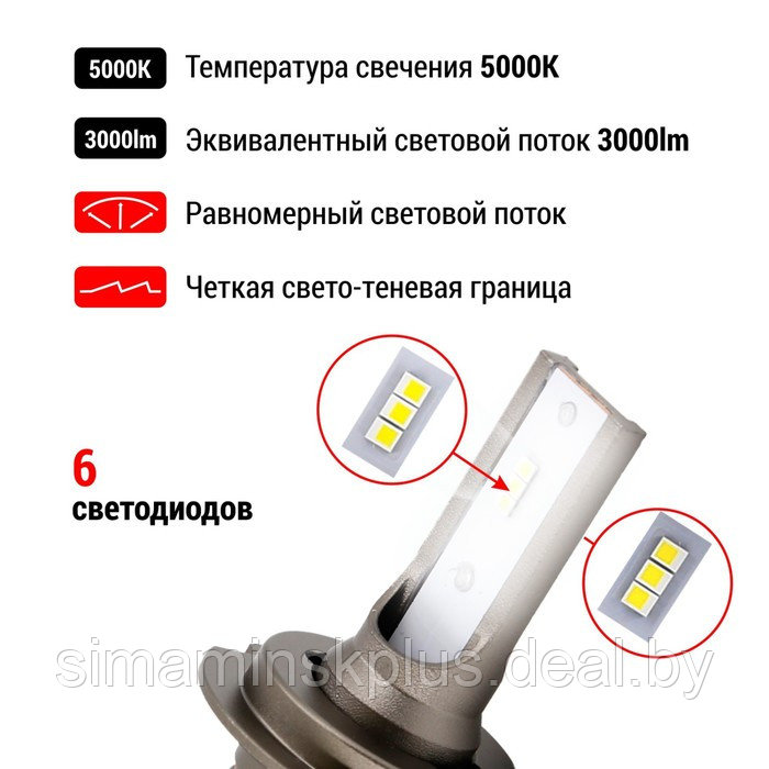 Лампа автомобильная LED Clim Art H7K9A, 12В, PX26d (H7), 2 шт - фото 4 - id-p215455777