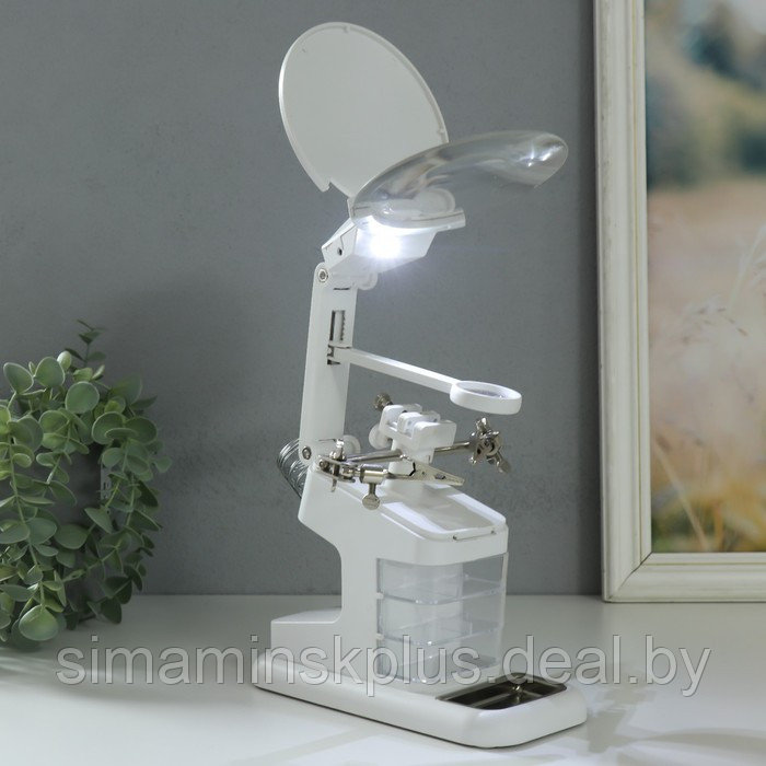 Лампа-лупа с увеличительным стеклом х2,5 х4,5 х25 LEDx2 от LR44 белый 18,5х11,5х23 см - фото 8 - id-p215456170