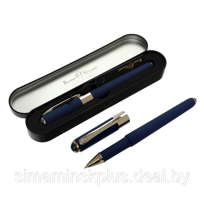 Ручка шариковая, 0.5 мм, Bruno Visconti MONACO, стержень синий, корпус тёмно-синий, в металлическом футляре - фото 1 - id-p215456749