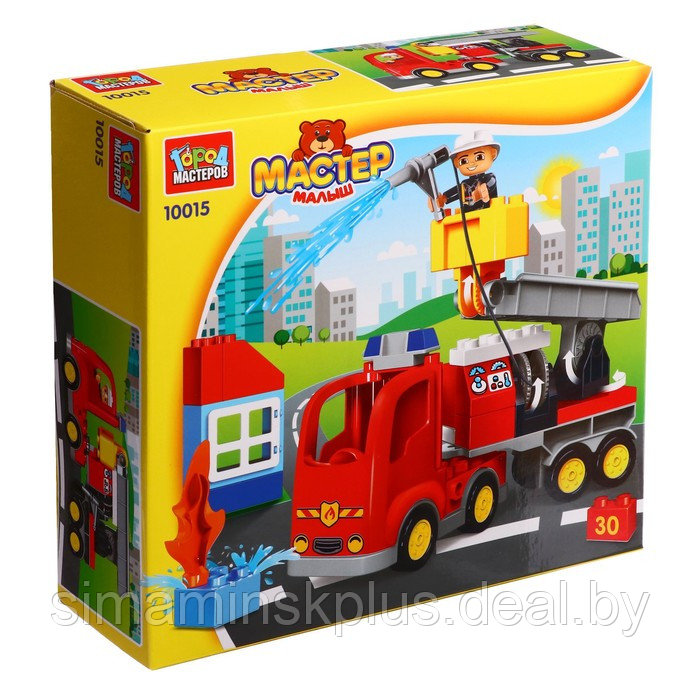Конструктор «Пожарная машина», большие кубики, 30 деталей - фото 1 - id-p215457525