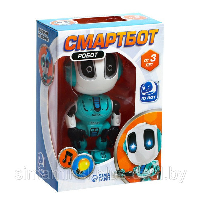 Робот «Смартбот», реагирует на прикосновение, световые и звуковые эффекты, цвет голубой - фото 5 - id-p215457541