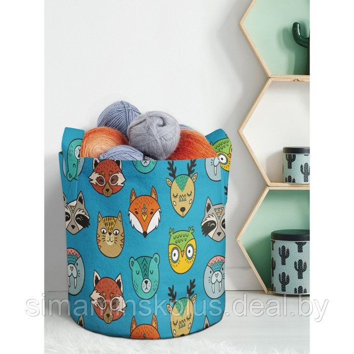 Мягкая текстильная корзина «Енот, Лиса и Кот» для хранения вещей и игрушек, 19 л. - фото 1 - id-p215457808