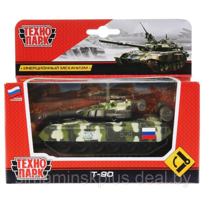 Машина металлическая «Танк T-90» 12 см, подвижные детали, инерционная - фото 2 - id-p215457586