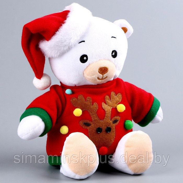 Мягкая игрушка «Мишка Лаппи» новогодняя, в красной кофте - фото 2 - id-p215457712