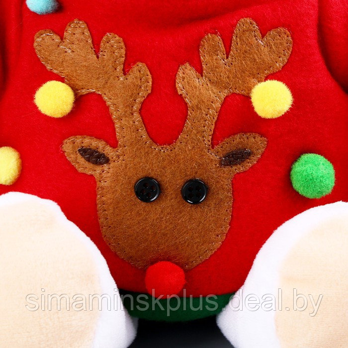 Мягкая игрушка «Мишка Лаппи» новогодняя, в красной кофте - фото 3 - id-p215457712