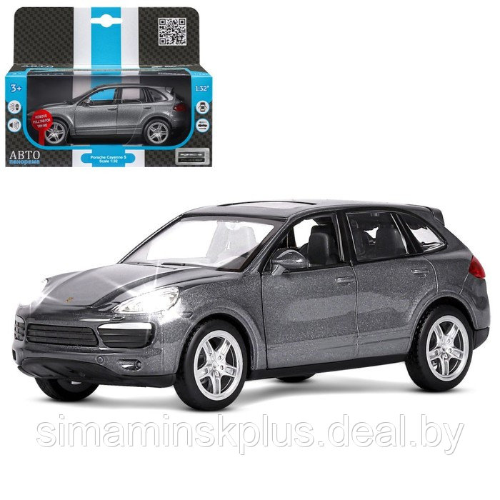 Машина металлическая Porsche Cayenne S, 1:32, свет, звук, инерция, открываются двери, багажник, цвет серый - фото 1 - id-p215457599