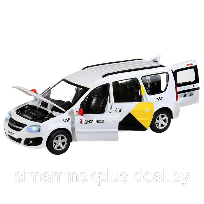 Машина металлическая «Lada Largus Яндекс Такси» 1:24, открываются двери, капот, озвученная, цвет белый - фото 2 - id-p215457601