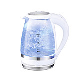 Чайник электрический 1,5 л. стеклянный Kamille KM-1701A (белый) с синей LED подсветкой, фото 2