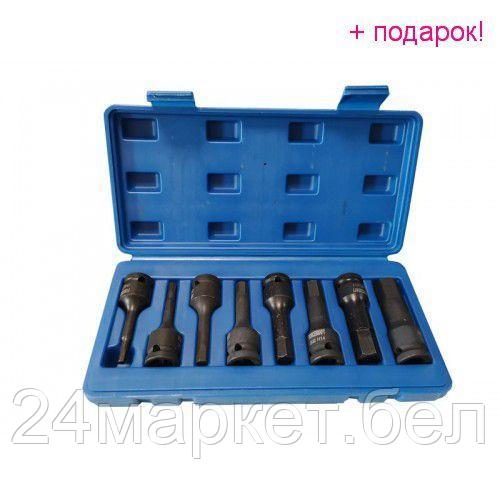 ForceKraft Набор головок-бит 6-гранных ударных 8пр.,1/2"(H5, H6, H8, H10, H12, H14, H17, H19), в кейсе - фото 1 - id-p215473049