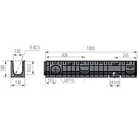 Пластиковые водоотводные лотки Norma Лоток ЛВП Norma DN100 H180 A,В,C 1000 х148х180 в сборе с решеткой пластик