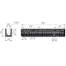 Пластиковые водоотводные лотки Norma Лоток ЛВП Norma DN100 H180 A,В,C 1000 х148х180 в сборе с решеткой пластик