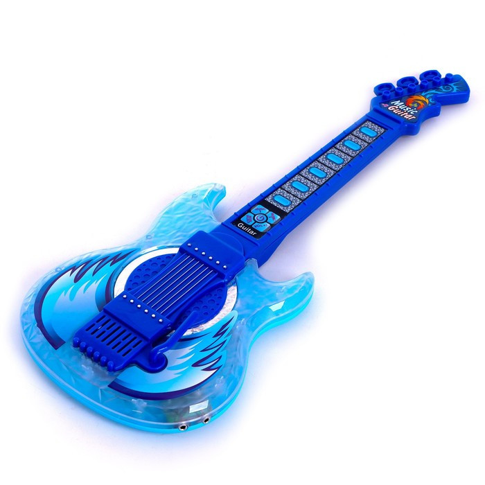 Игрушка музыкальная гитара «Играй и пой», с микрофоном, звуковые эффекты, цвет синий - фото 2 - id-p215480891