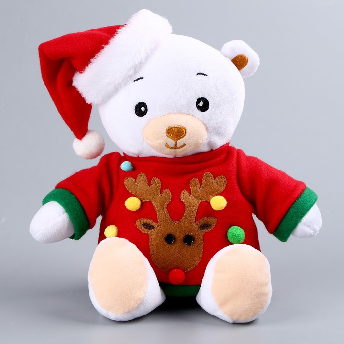 Мягкая игрушка «Мишка Лаппи» новогодняя, в красной кофте - фото 1 - id-p215481126