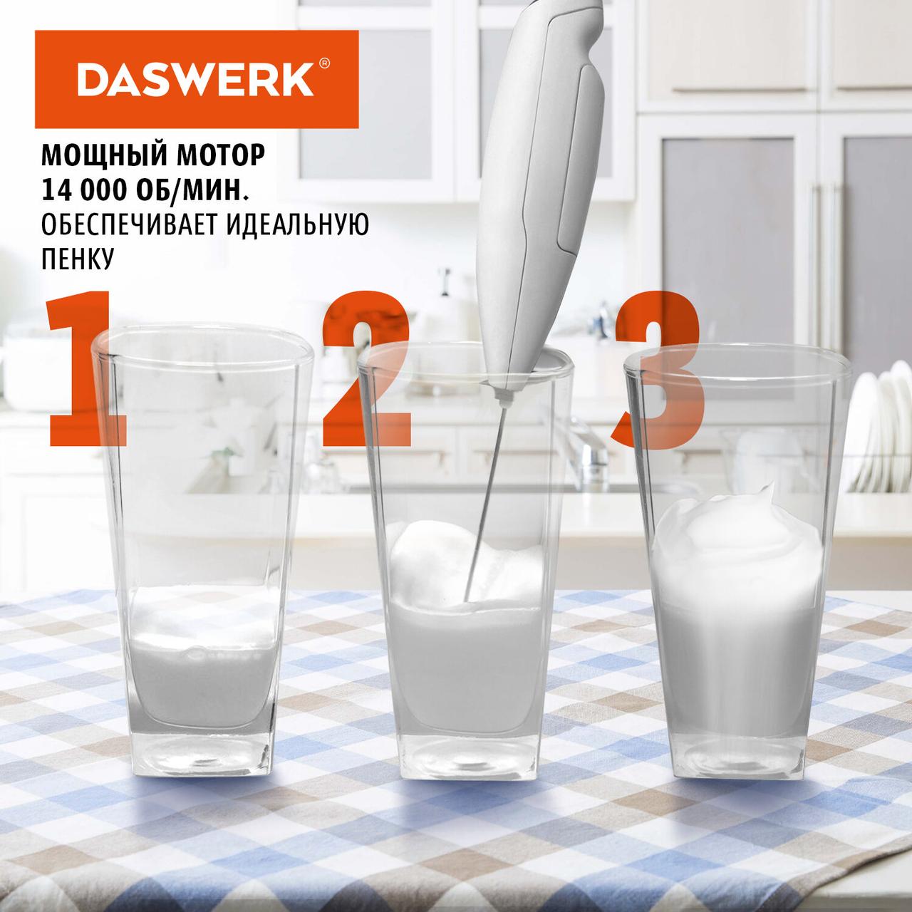 Капучинатор (вспениватель) молока электрический на подставке soft touch, белый, DASWERK (456178) - фото 7 - id-p215483697