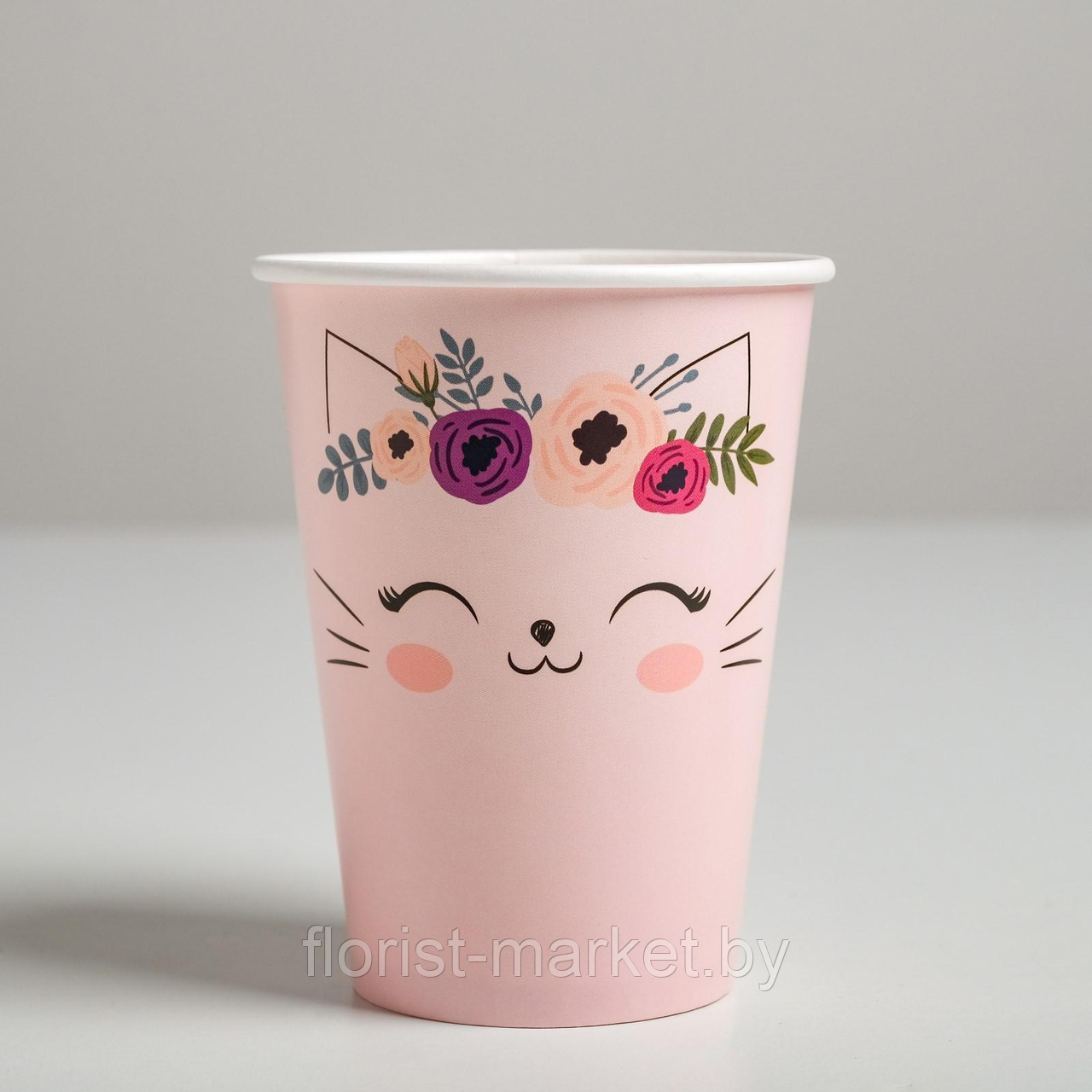 Стаканчик для цветов «Котик», розовый, 350 мл - фото 1 - id-p215496079