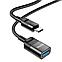 OTG кабель Type-C - USB 1.2м - HOCO U107, 3А, нейлоновая оплётка, чёрный, фото 3