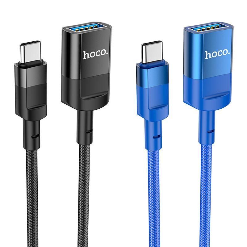 OTG кабель Type-C - USB 1.2м - HOCO U107, 3А, нейлоновая оплётка, чёрный - фото 6 - id-p215494554