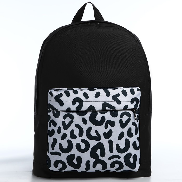 Рюкзак молодёжный Леопард, 33х13х37, отд на молнии, н/карман, чёрный - фото 1 - id-p215496665