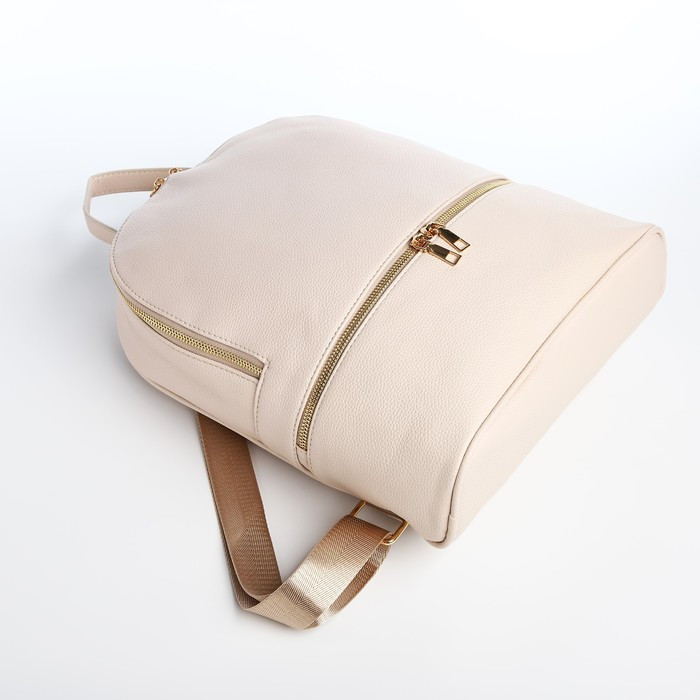 Рюкзак на молнии, 2 наружных кармана, цвет бежевый - фото 3 - id-p215496680