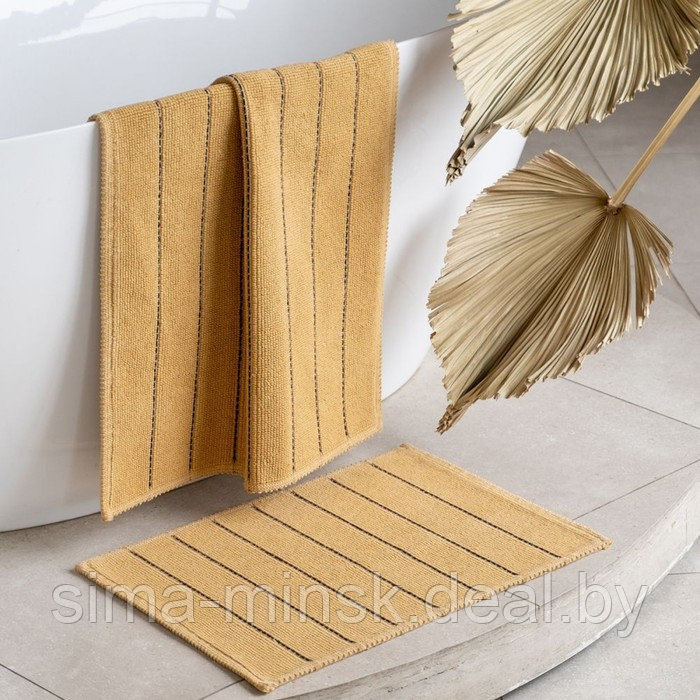 Комплект ковриков для ванны «Агра», размер 50x60 cм, 60x100 см, цвет горчичный - фото 1 - id-p215497997