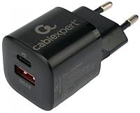 Cablexpert (21080) MP3A-PC-47, QC3.0/PD, 2 порта: USB и Type-C, черный, пакет