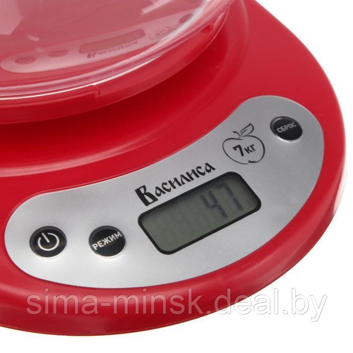 Весы кухонные "ВАСИЛИСА" ВА-010, электронные, до 7 кг, красные - фото 2 - id-p215500527