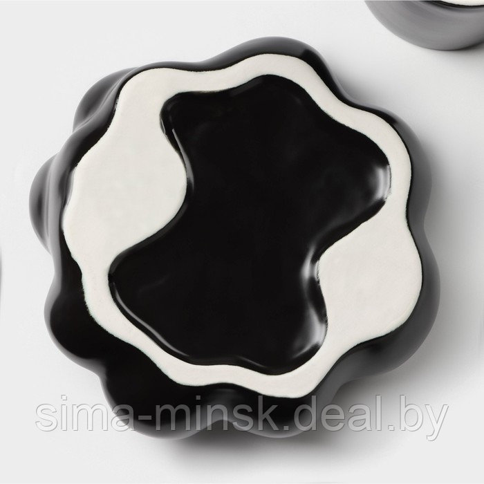Кофейная пара керамическая «Ромашка», 2 предмета: кружка 260 мл, блюдце d=17 см, цвет чёрный - фото 5 - id-p215500917