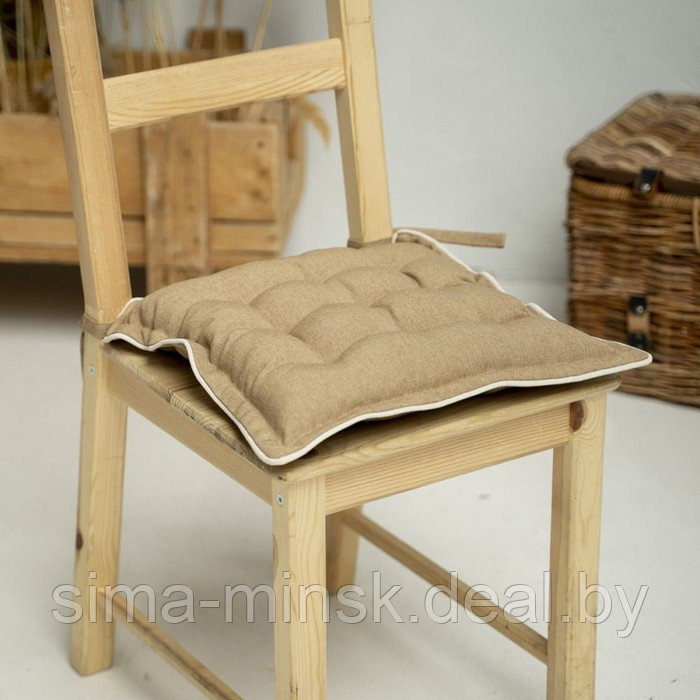 Подушка на стул «Ибица», размер 40х40 см, цвет горчичный - фото 1 - id-p215501909