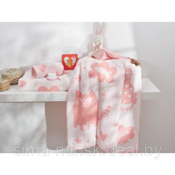 Полотенце махровое Cat love, размер 50х90 см, цвет розовый - фото 1 - id-p215501954