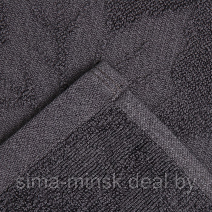 Полотенце махровое жаккардовое LoveLife Leaves 70х130 см, цвет тёмно-серый, 100% хл, 500 гр/м2 - фото 4 - id-p215502817