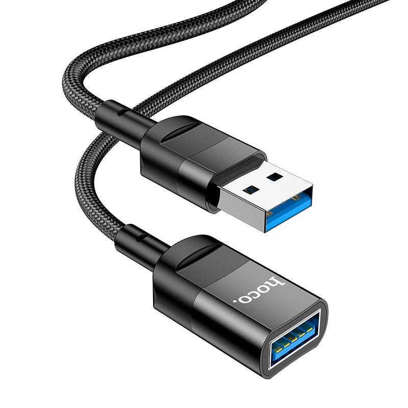 Удлинитель USB 3.0 1.2м - HOCO U107, 3А, нейлоновая оплётка, чёрный - фото 3 - id-p215517144