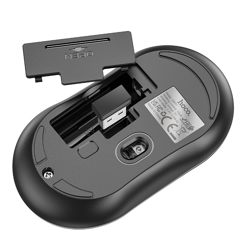 Беспроводная мышь - HOCO GM21, 4 кнопоки, питание 1xAA, 1600dpi, чёрная - фото 3 - id-p215517333