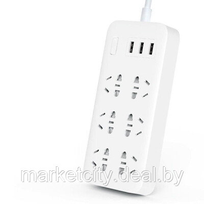 Удлинитель "Xiaomi" Mi Power Strip на 6 вилок (6 розетки, 3 USB) - фото 1 - id-p215520127