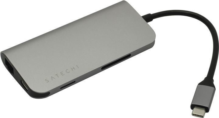 Satechi ST-TCMAM Кабель-адаптер USB-C - HDMI(F)+3xUSB+USB-C+GbLAN+CR - фото 1 - id-p215520217