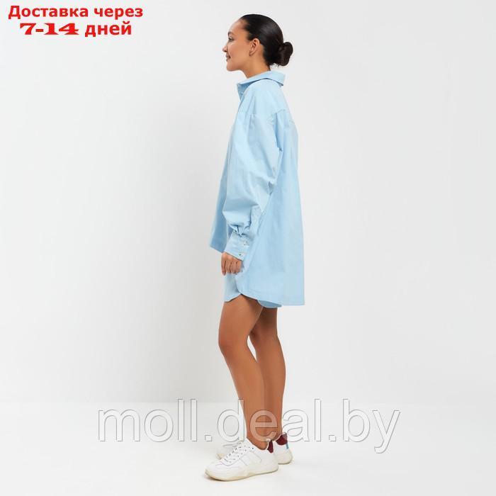 Костюм женский (рубашка, шорты) MINAKU: Oversize цвет голубой, размер 48 - фото 4 - id-p215511665