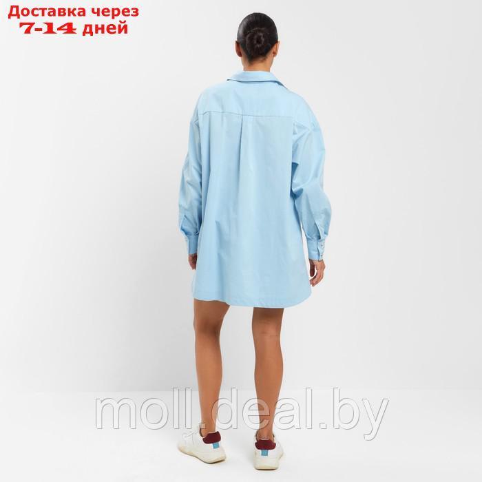 Костюм женский (рубашка, шорты) MINAKU: Oversize цвет голубой, размер 48 - фото 5 - id-p215511665
