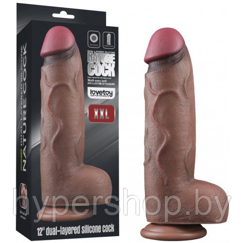 Темнокожий фаллос-гигант Dual Layered Silicone Cock XXL 31 см