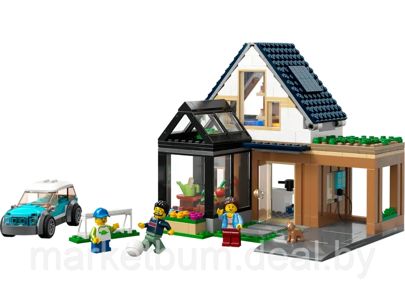Конструктор LEGO City 60398, Семейный коттедж и электромобиль. - фото 3 - id-p215520244