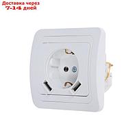 Розетка IN HOME "CLASSICO", 16 А+ 2 USB 2 А, одноместная, 230 В, встраиваемая, с з/к, белая