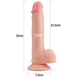 Фаллос на присоске с мошонкой Dual-Layered Silicone Dildo 22 см, фото 2