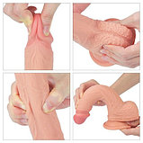 Фаллос на присоске с мошонкой Dual-Layered Silicone Dildo 22 см, фото 7