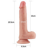 Фаллоимитатор на присоске с мошонкой Dual-Layered Liquid Silicone Nature Cock 21 см, Ø 3,5 см, фото 3