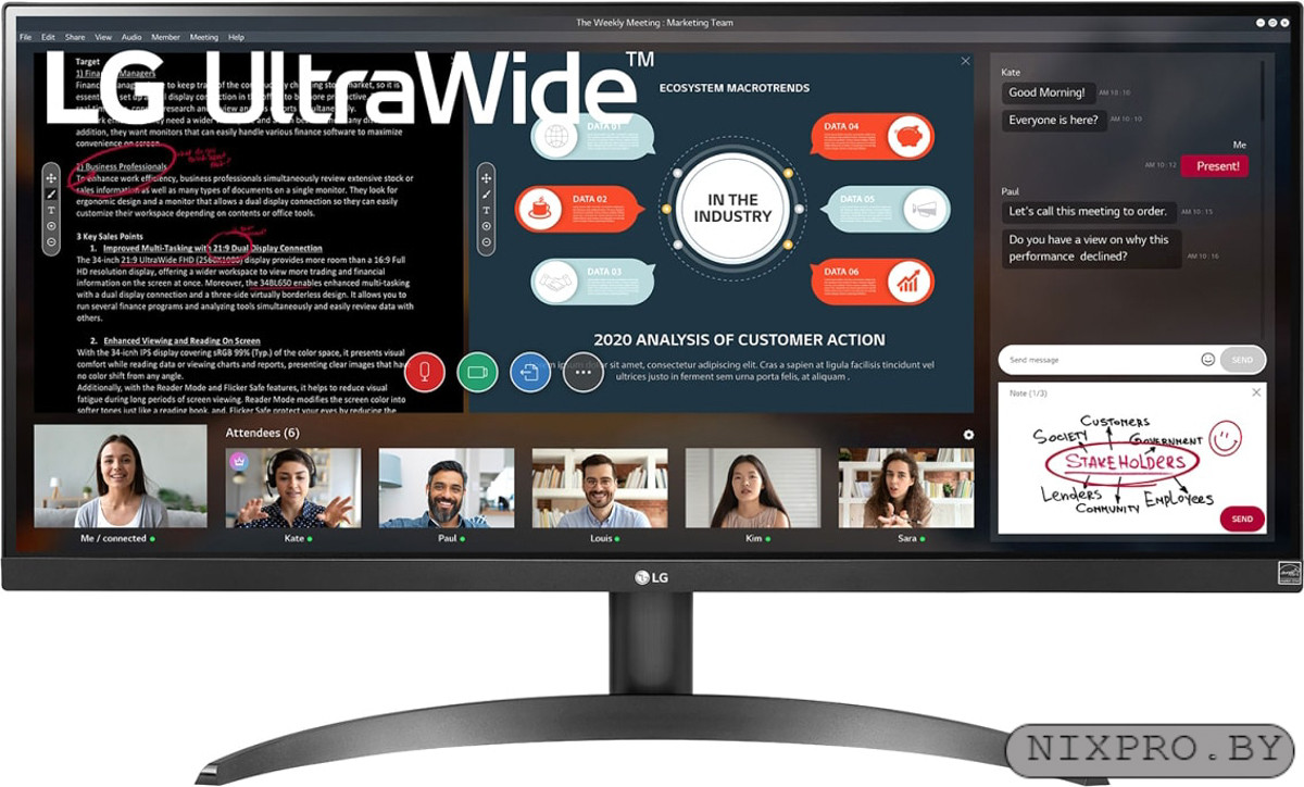 29" LG 29WP500-B Black (21:9, 2560x1080, IPS, 75 Гц, FreeSync, HDMI)